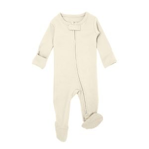 L'oved Baby Beige Zipper Footie