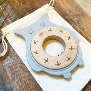 Owl Wood Silicone Teether