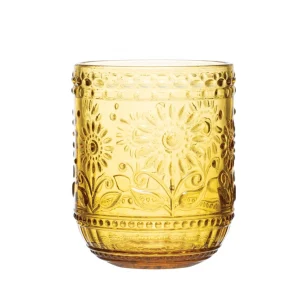 Embossed Amber Drinking Glasses
