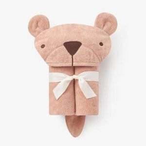 Rust Bear Hooded Baby Bath Wrap