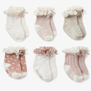 Fancy Pink Nonslip Baby Socks 6pk