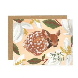 Welcome Baby Fawn Greeting Card