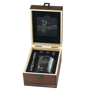 Golf Wood Box Drink Set