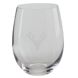 Etched Tumbler Antler Glass Short