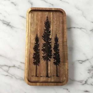 Trees Engraved Wood Acacia Tray