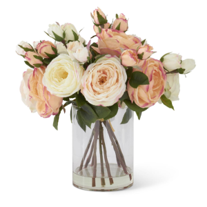 Pink & White Austin Rose Vase