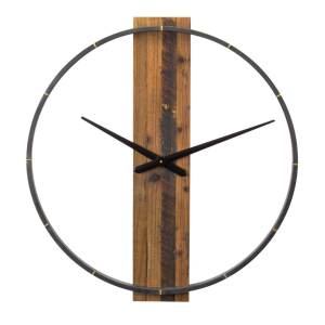 Modern Metal + Wood Wall Clock 28"
