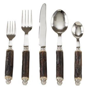 Black Bark Wood Flatware Set