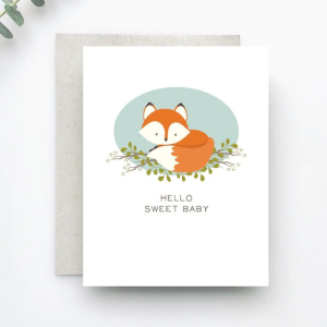Hello Little Fox New Baby Card