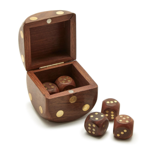 Wooden Dice Box with Dice