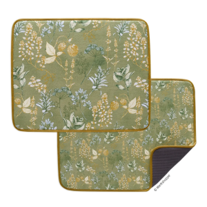 Kitchen Herbs Dish Drying Mats Set of 2